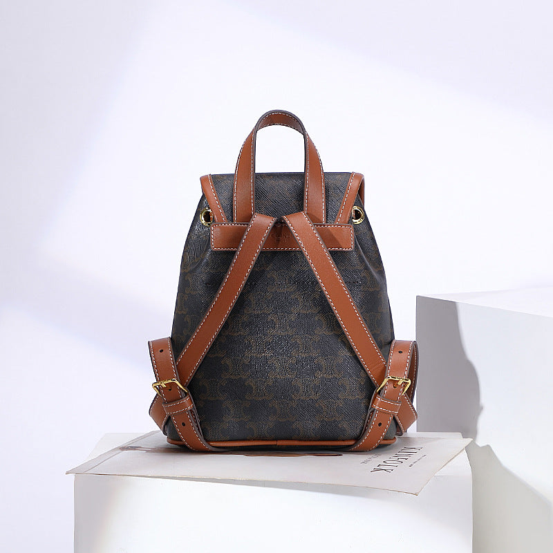 Spring Door Presbyopic Genuine Leather Fashion Backpacks