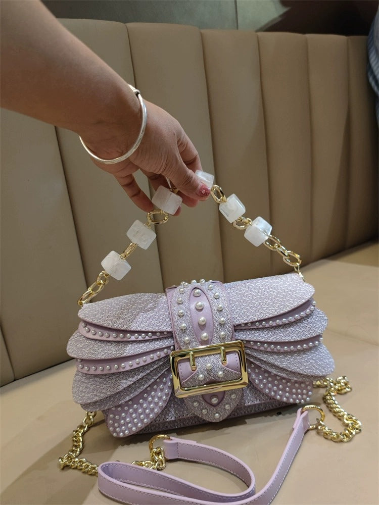 Women's Rivet Wings Style Trendy Pearl Evening Bags