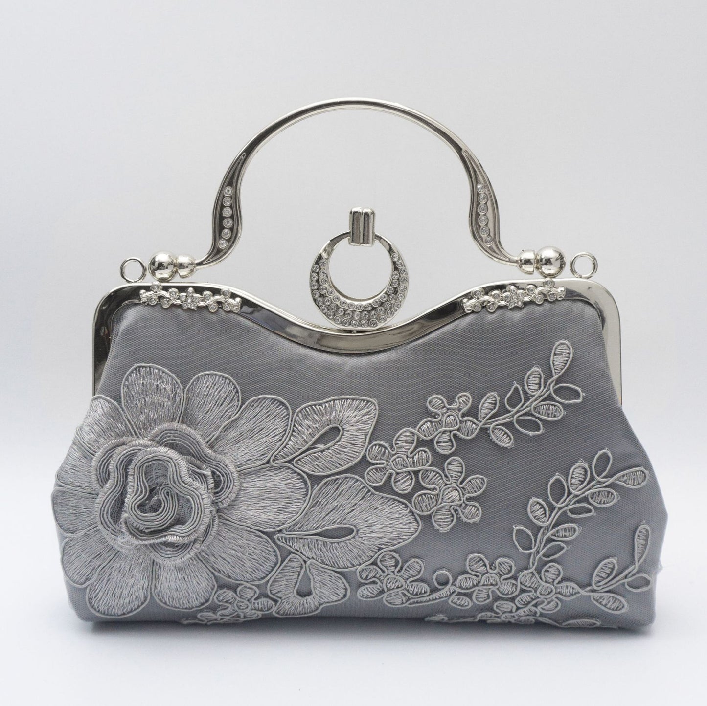 Women's Large Flower Embroidered Cheongsam Dinner Diamond Evening Bags