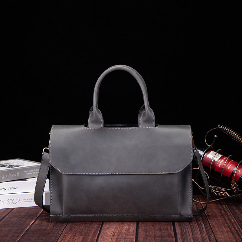 Men's Retro Korean Crazy Horse Leather Business Bags