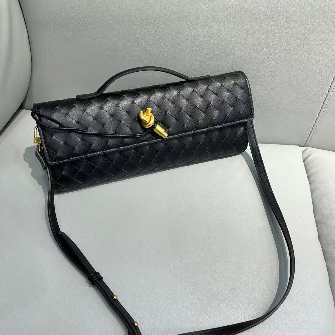 Woven Dinner Cowhide High-grade Horizontal Elegant Shoulder Bags