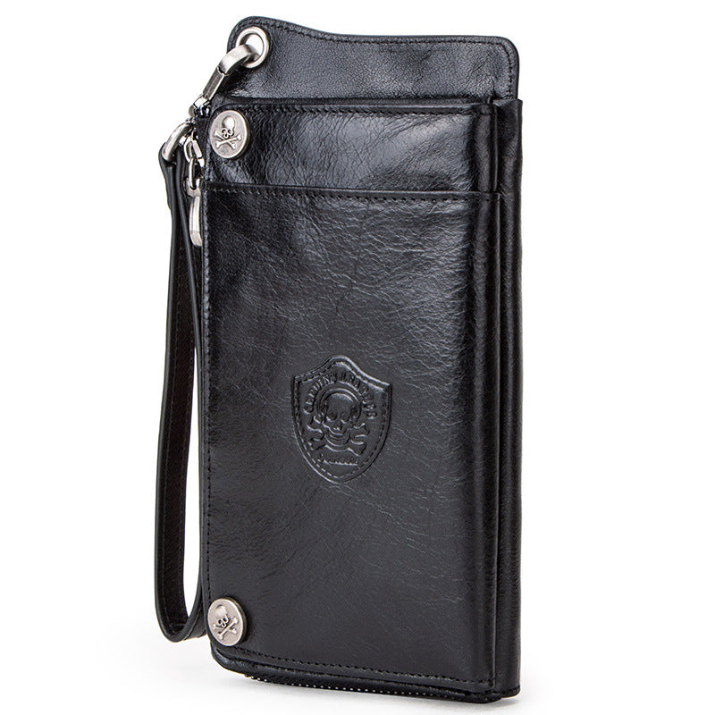 Men's Angel Swiping Trend Cowhide With Wrist Strap Genuine Men's Wallets