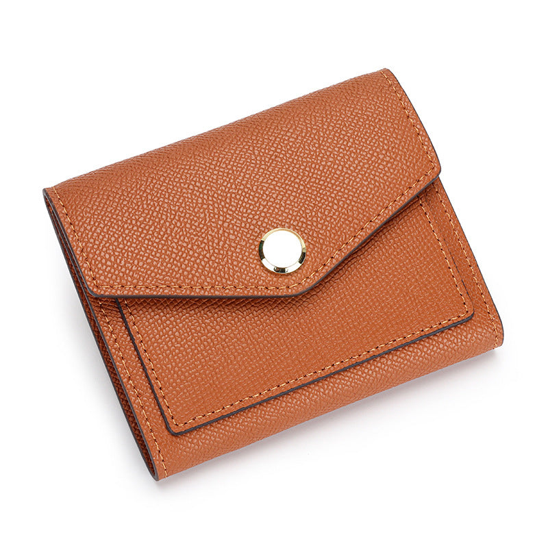 Women's Full Leather Short Korean Style Contrast Color Versatile Ladies Wallets