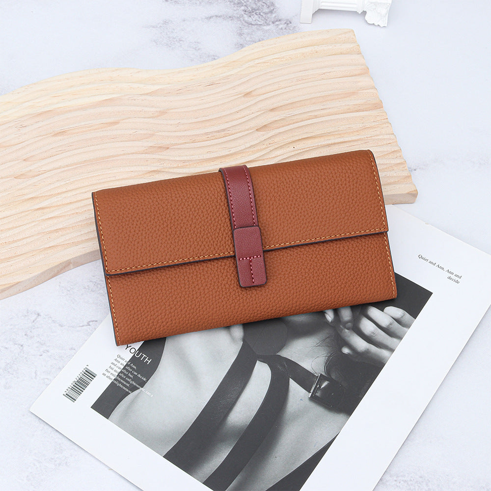 Women's Color Long First Layer Cowhide Large Ladies Wallets