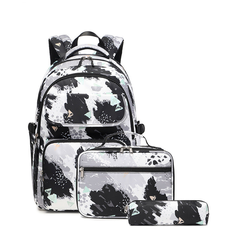 Three-piece Set Printing Color Contrast Primary Backpacks