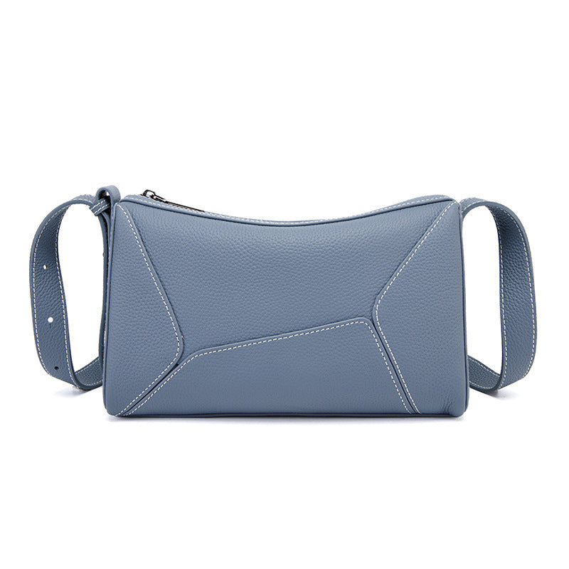Authentic Leather Tactile Feel First Layer Cowhide Geometric Stitching Crossbody Bags