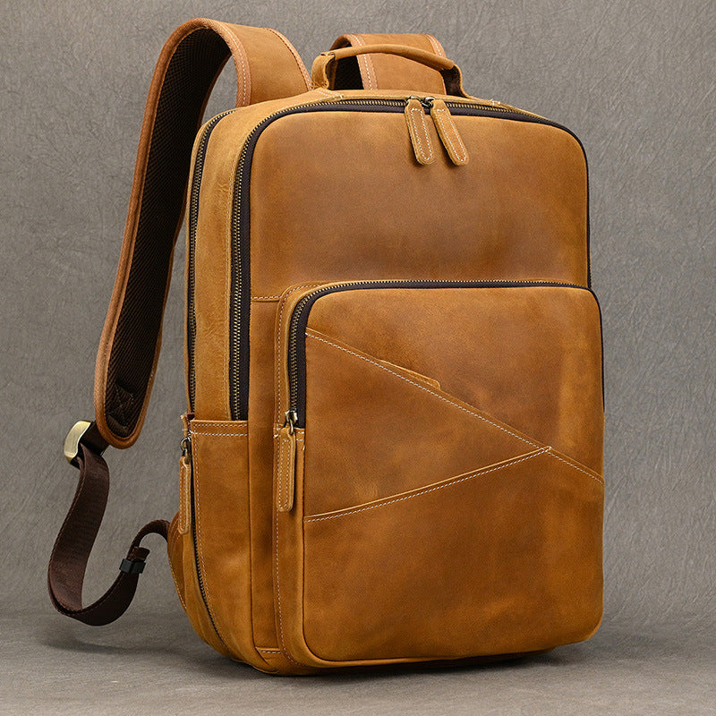 Men's Horse Leather Inch Retro Computer Backpacks