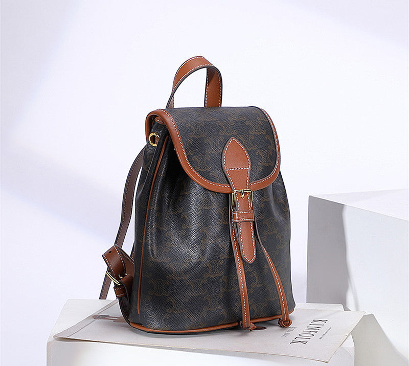 Spring Door Presbyopic Genuine Leather Fashion Backpacks