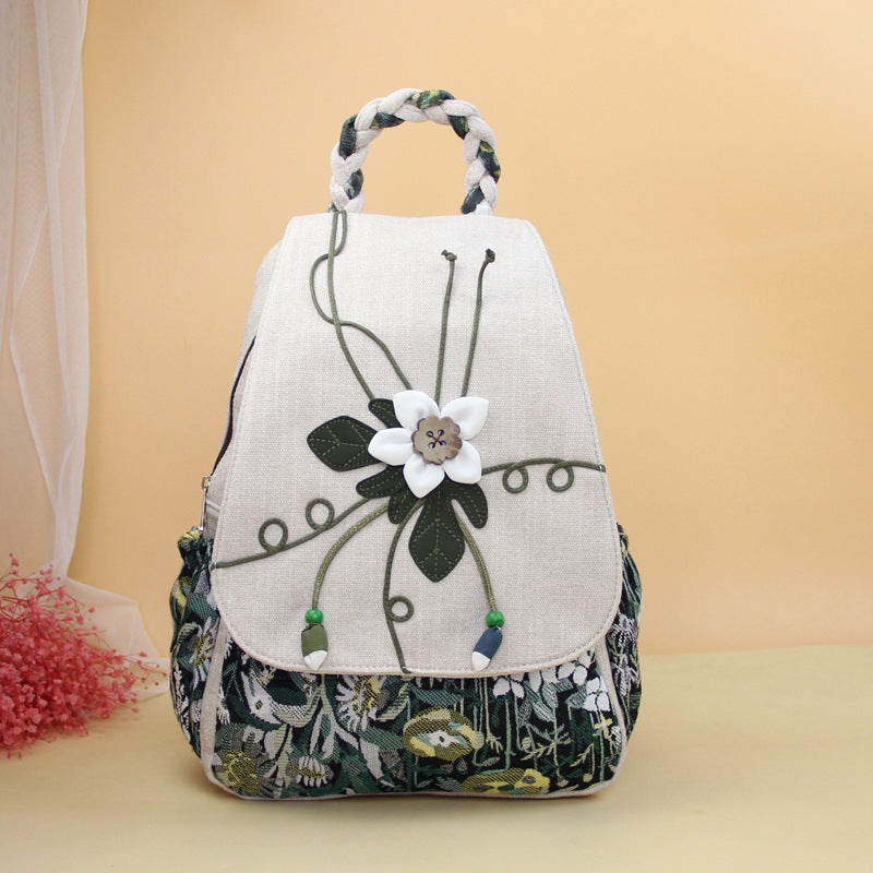 Women's Artistic Crafts Fabric Flower Ethnic Style Backpacks