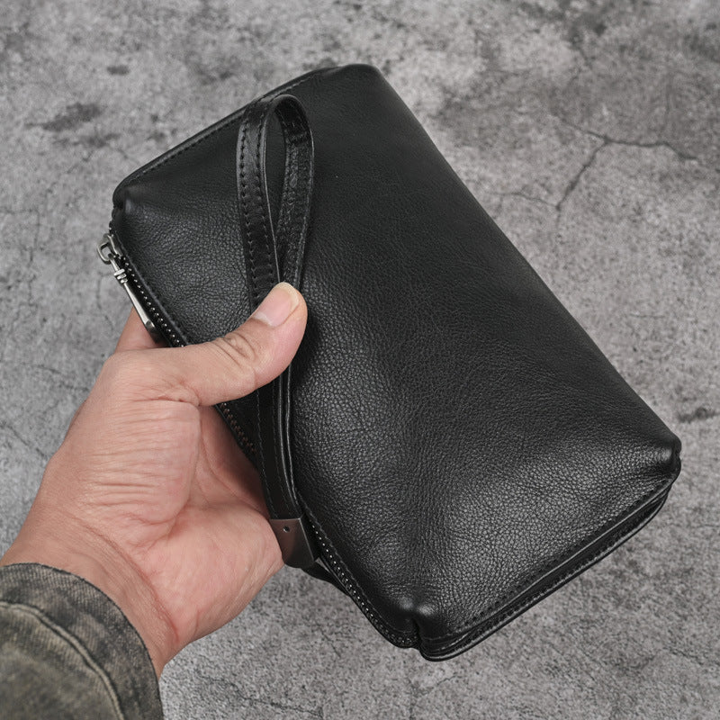 Men's Leather Soft Clutch Retro Cowhide Long Men's Wallets