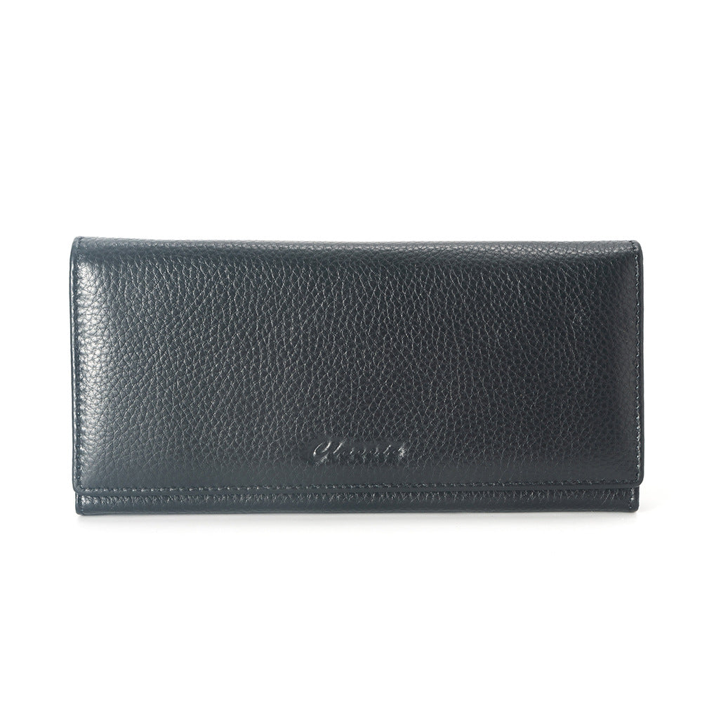 Women's Long Genuine Leather First Layer Cowhide Lychee Pattern Clutch Ladies Wallets