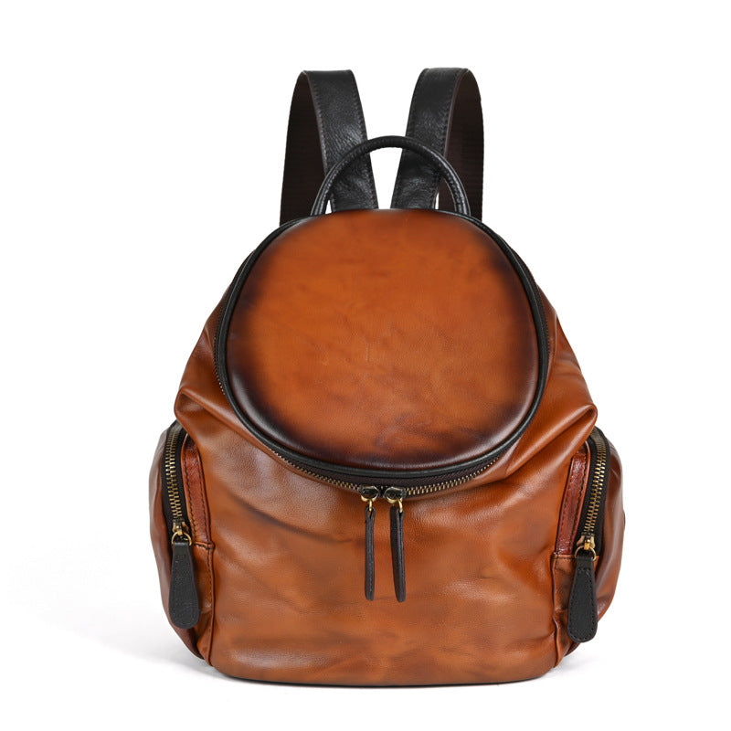 Women's First Layer Cowhide Soft Retro Leisure Backpacks