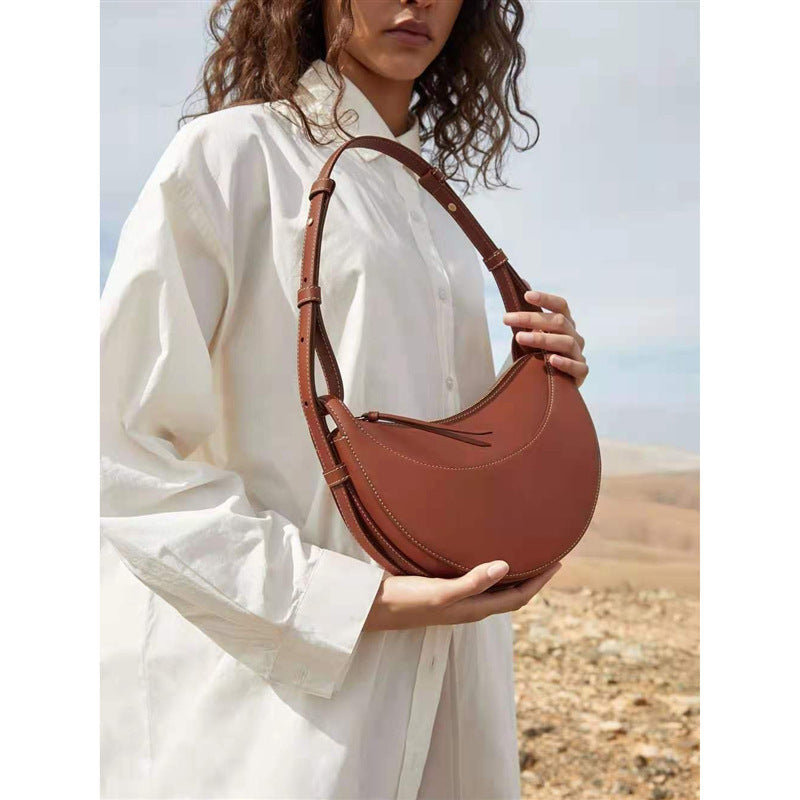 Women's French Design Advanced Texture Selenodont Leather Shoulder Bags