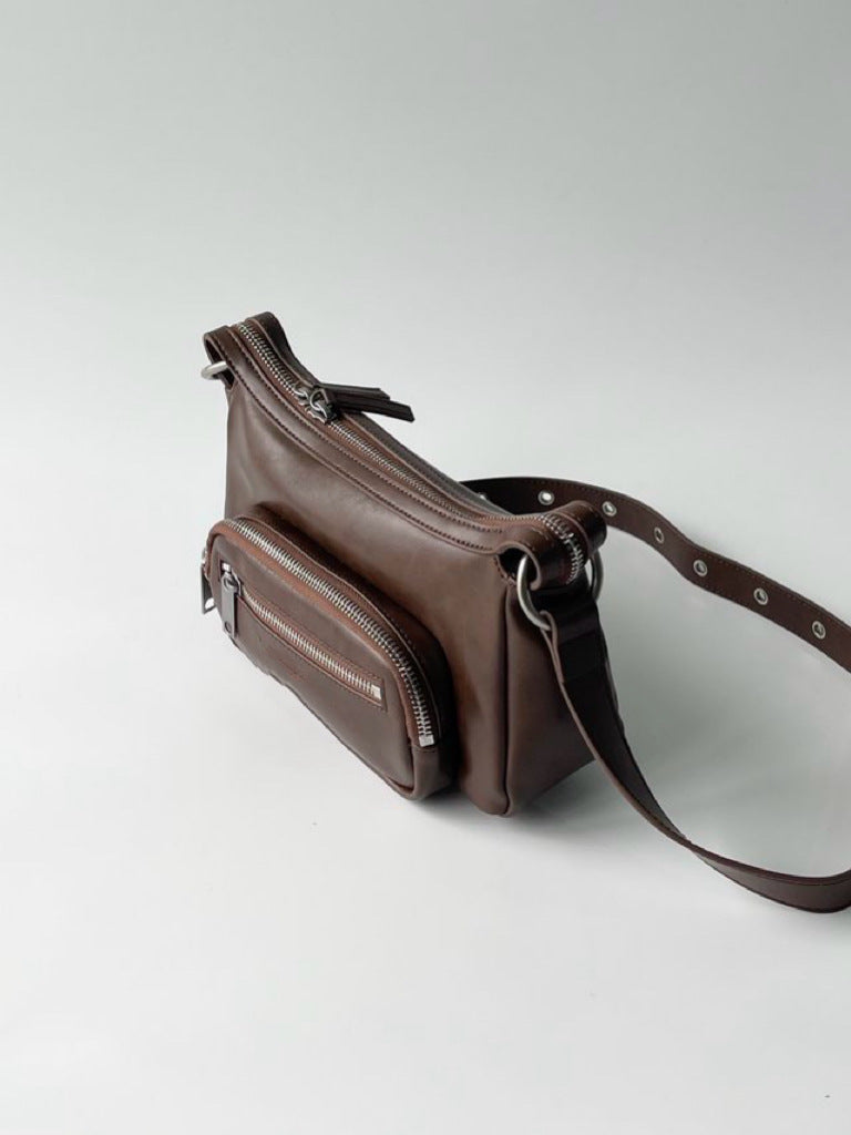 Retro Distressed Portable Underarm American Double Crossbody Bags