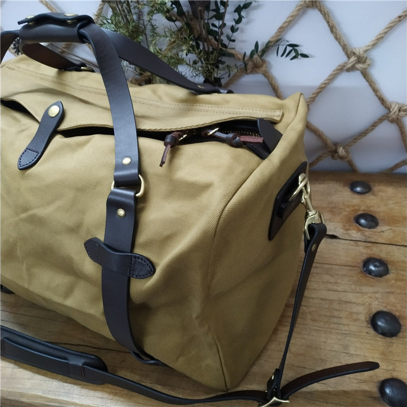 Men's American Waterproof Canvas Traveling Cowhide Medium Men's Handbags