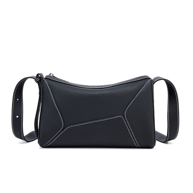 Authentic Leather Tactile Feel First Layer Cowhide Geometric Stitching Crossbody Bags