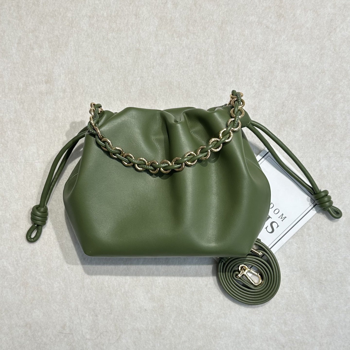Women's Drawstring Lucky Genuine Leather Exquisite Hand Bags