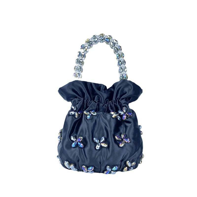 Women's Niche Design Handmade Beaded Satin Portable Handbags