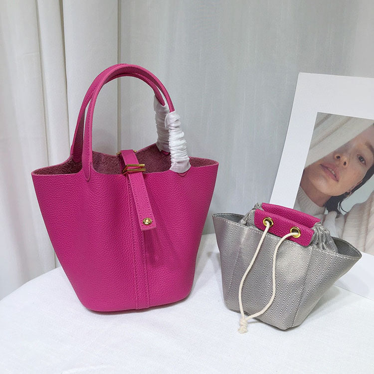 Women's Prepuce Vegetable Basket First Layer Cowhide Handbags