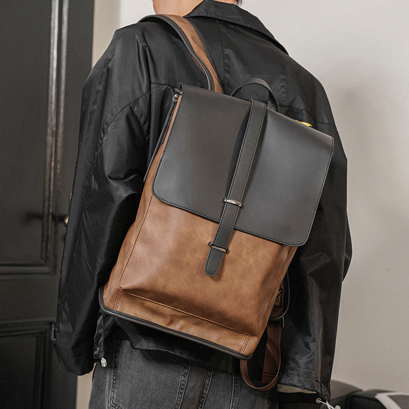 Men's Korean Retro Crazy Horse Large Capacity Backpacks