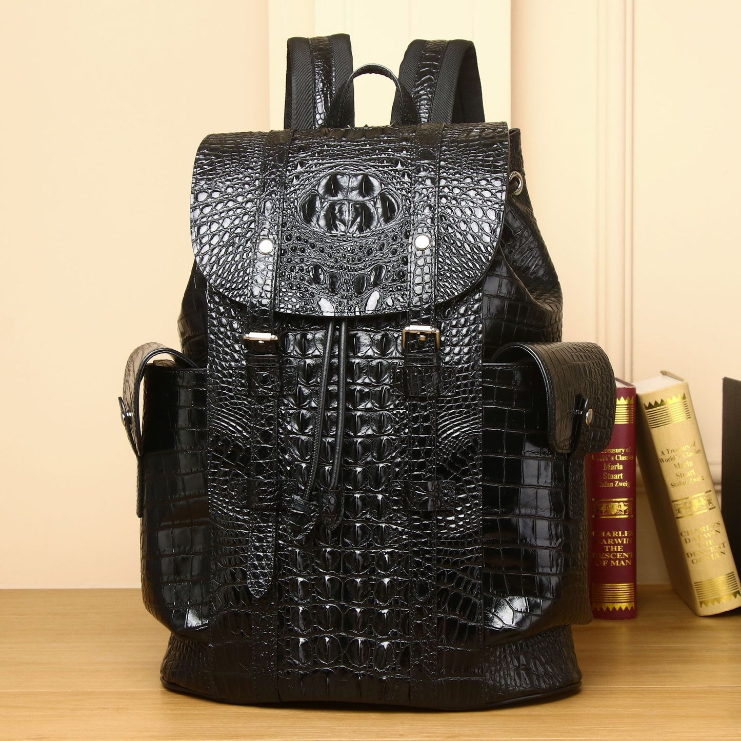 Men's Crocodile Pattern Large Capacity Trendy Backpacks