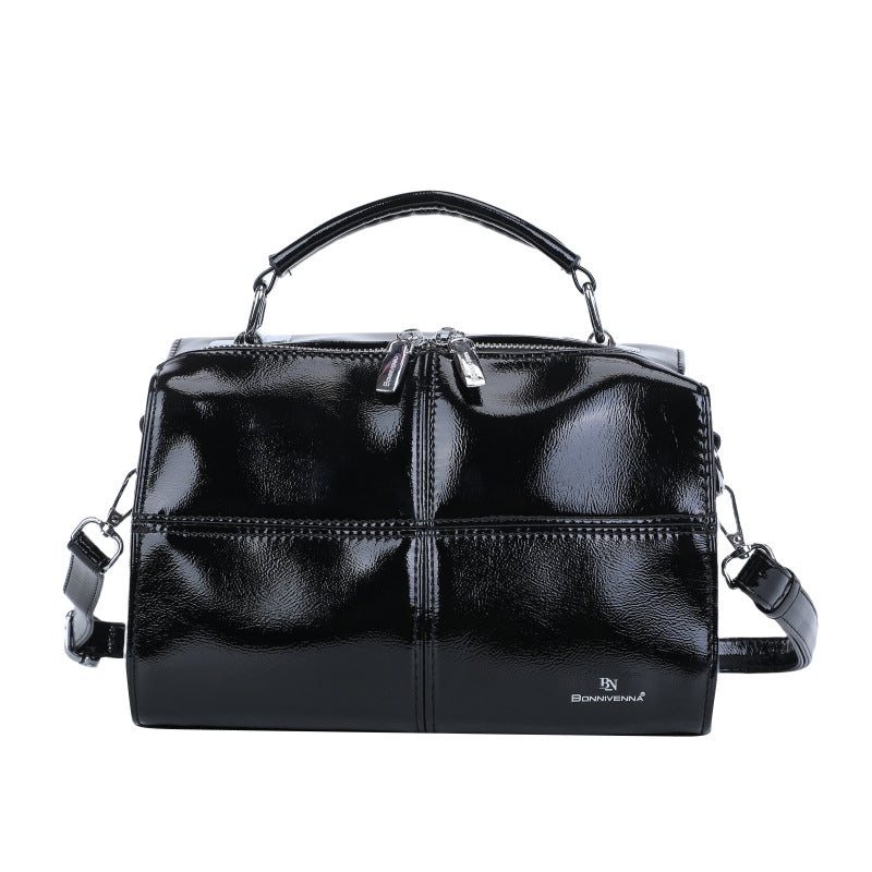 Women's Wax Skin Moon Large Capacity Versatile Wide Bags