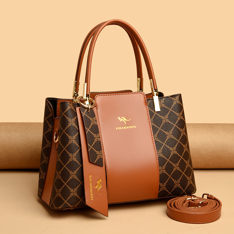 Women's Snow Love Kangaroo Winter Soft Leather Stitching Handbags