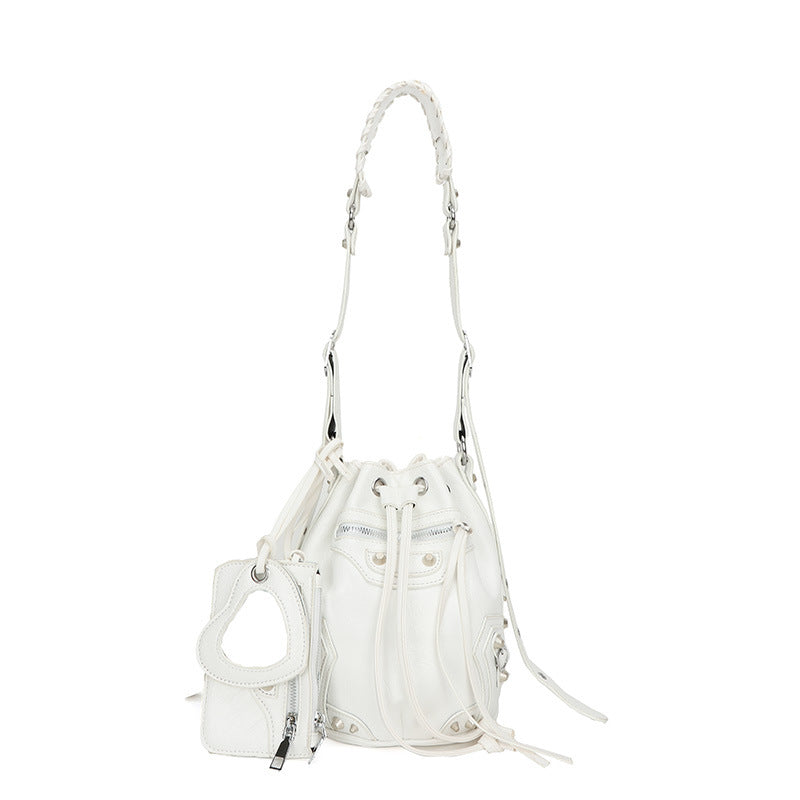 Women's Locomotive Style Rivet Trendy Drawstring Fashion Crossbody Bags
