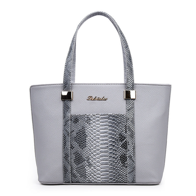 Women's Fashionable Embossed Snakeskin Pattern Portable Mother Shoulder Bags