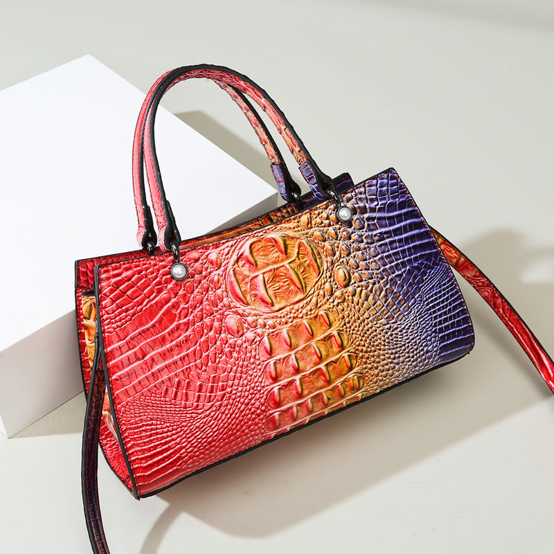 Women's Fashion Crocodile Pattern Large Capacity Textured Handbags