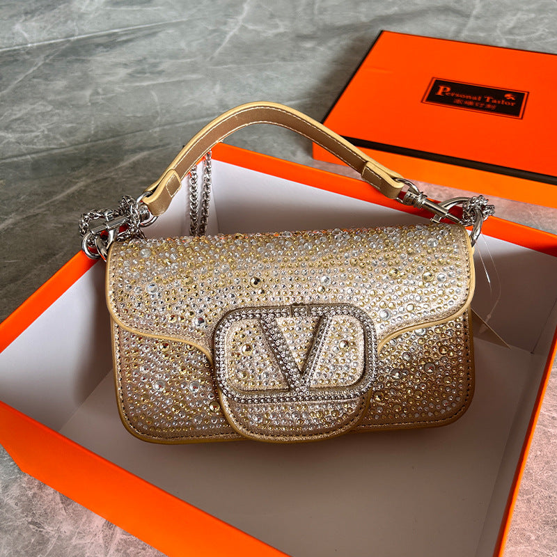 Bright Crystal Sliding Chain Fashion Flip Crossbody Bags