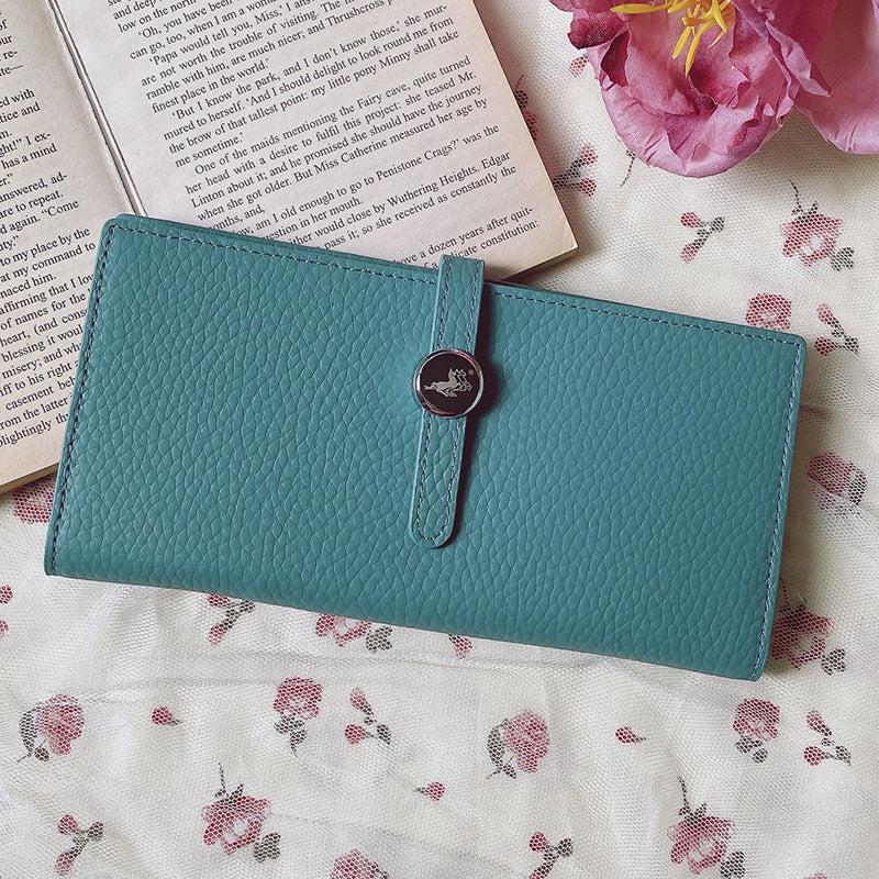 Women's Simple Genuine Cattlehide Leather Surface Multiple Ladies Wallets