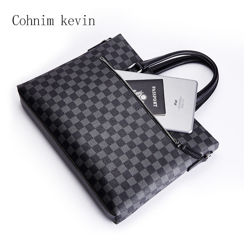 Men's Plaid Business Classic Hand Carrying Inch Men's Handbags