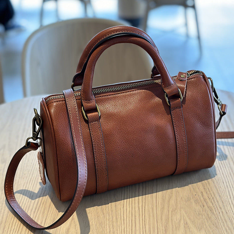 Women's Autumn Genuine Leather Pillow Minimalist Vegetable Handbags