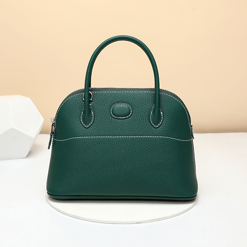 Women's Litchi Pattern First Layer Cowhide Portable Bags