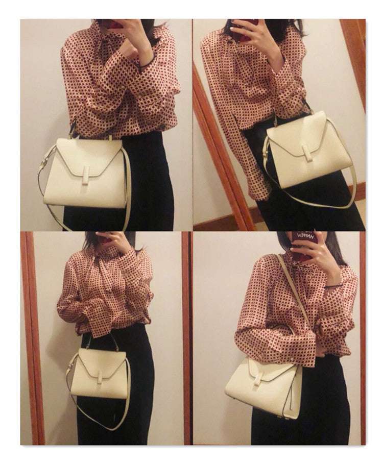 Women's Genuine Leather White Cowhide Kelly Callie Shoulder Bags