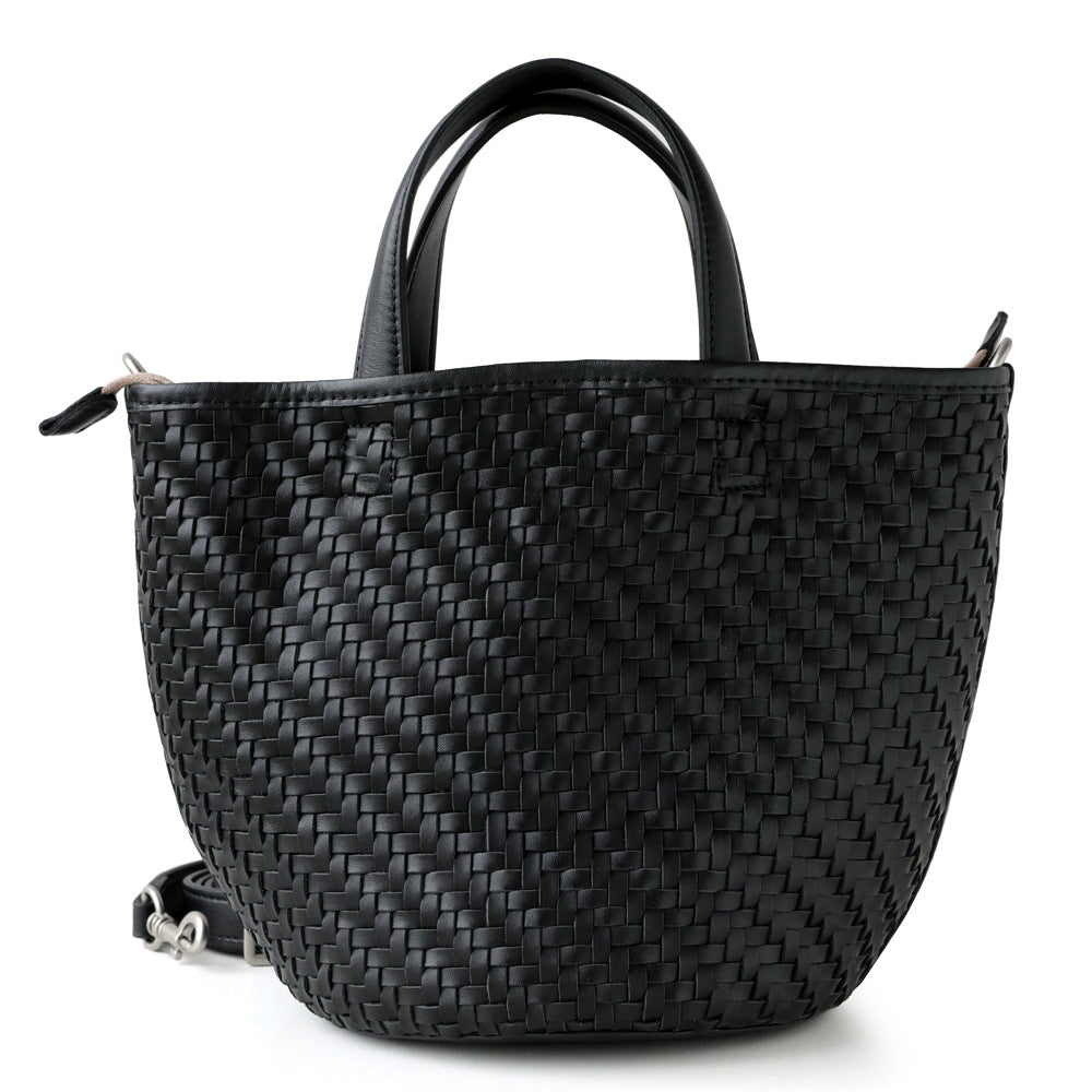 Women's Vegetable Tanning Leather Handmade Woven Basket Handbags