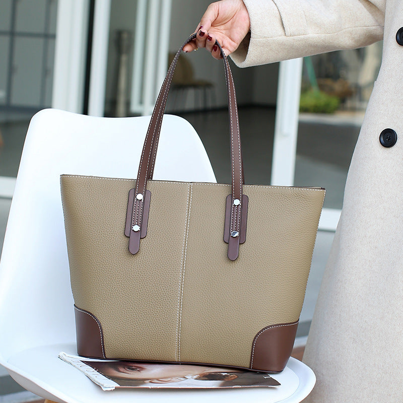 Women's Senior Large Capacity Totes Female Genuine Leather First Shoulder Bags