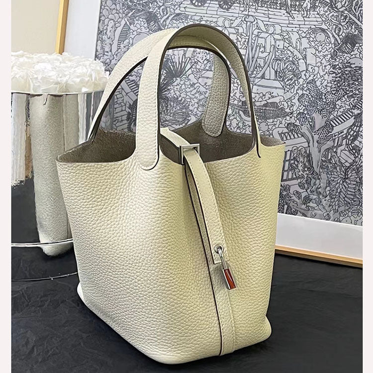 Wax Line Vegetable Basket Imported Cowhide Handbags