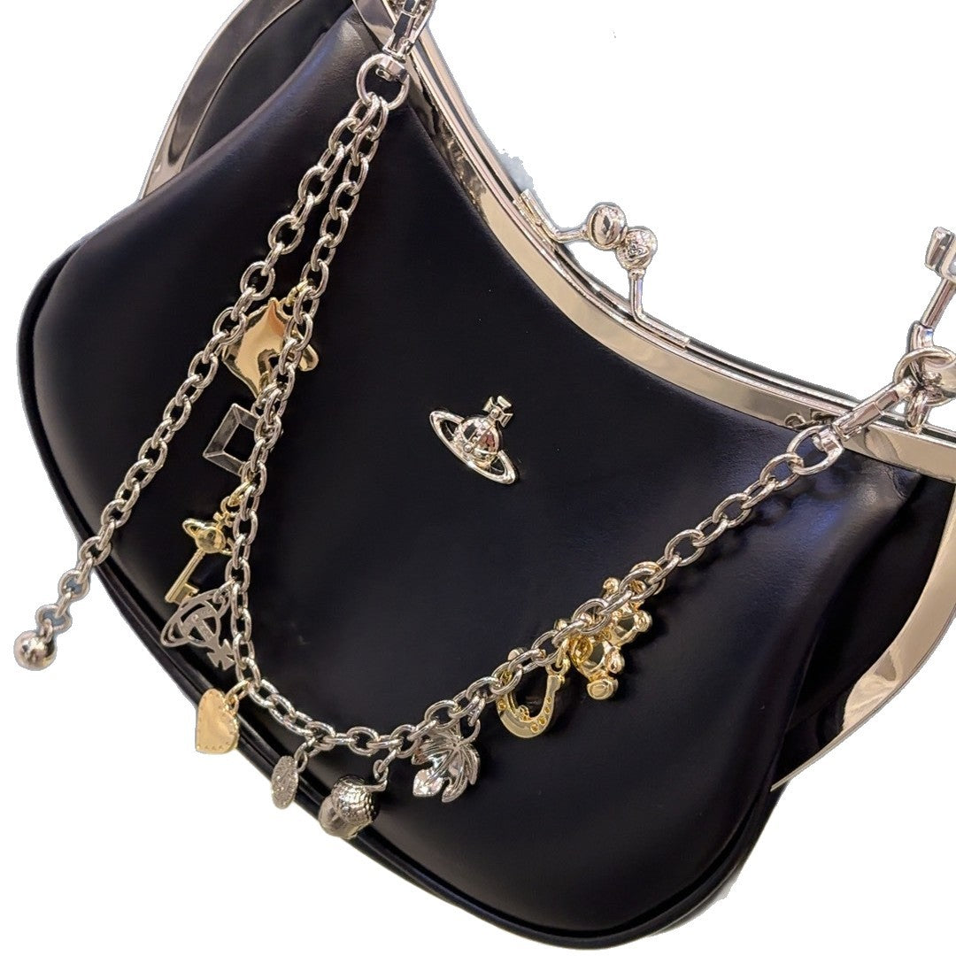 Graceful Tide Saturn Chain Crescent Underarm Crossbody Bags