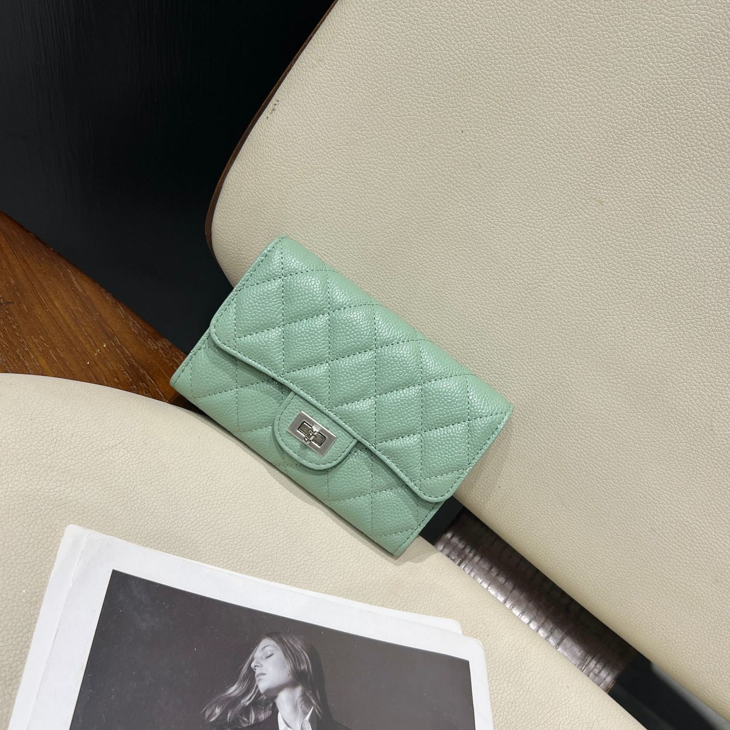 Women's Style Mid-length Leather Rhombus Large Capacity Ladies Wallets