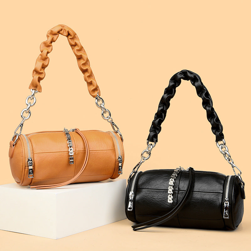 Women's Goods Cross Stitching Round Trendy Niche Shoulder Bags
