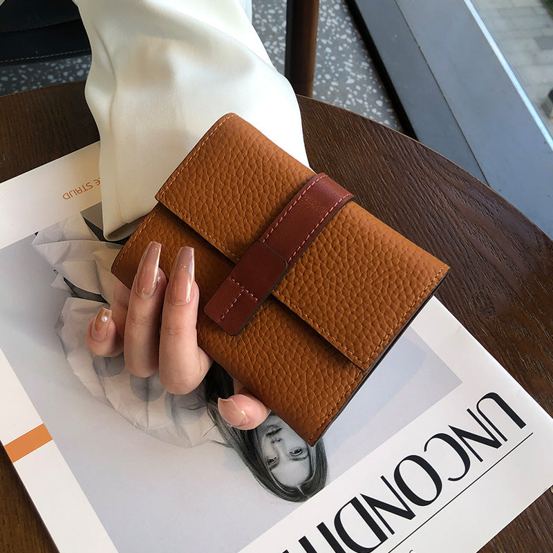 Women's Leather Short Contrast Color First Layer Ladies Wallets