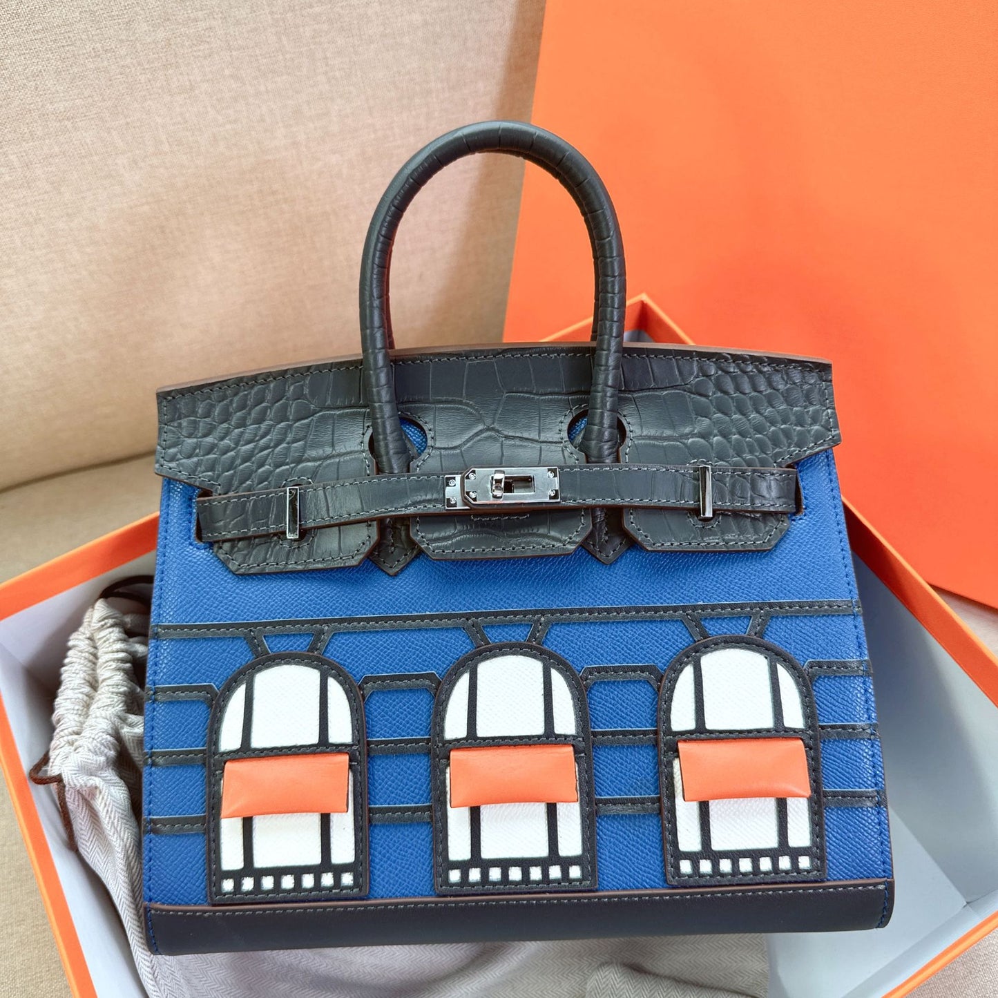 Leather High-grade Crocodile Pattern Stitching Palm Handbags