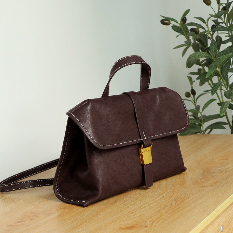 Women's Genuine Leather Vegetable Tanned Large Capacity Shoulder Bags