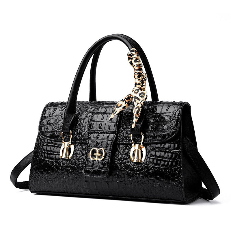 Women's Retro Autumn Crocodile Pattern Commuter Large Bags