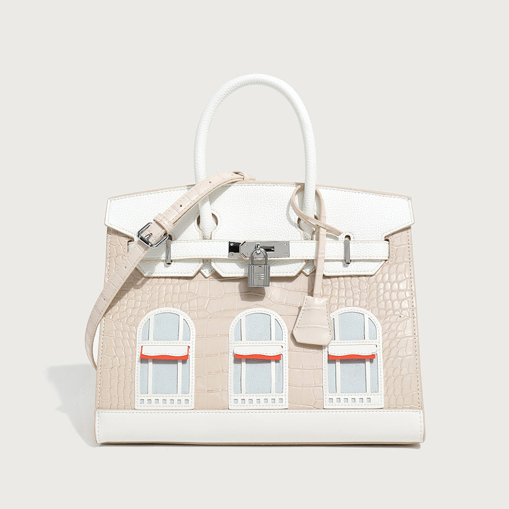 Women's Design Fashion Simple Platinum Leather Versatile Handbags