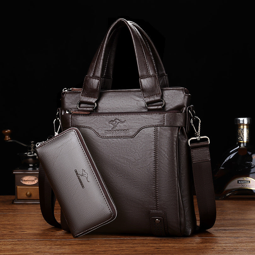 Men's Business Cowhide Textured Soft Leather Men's Handbags