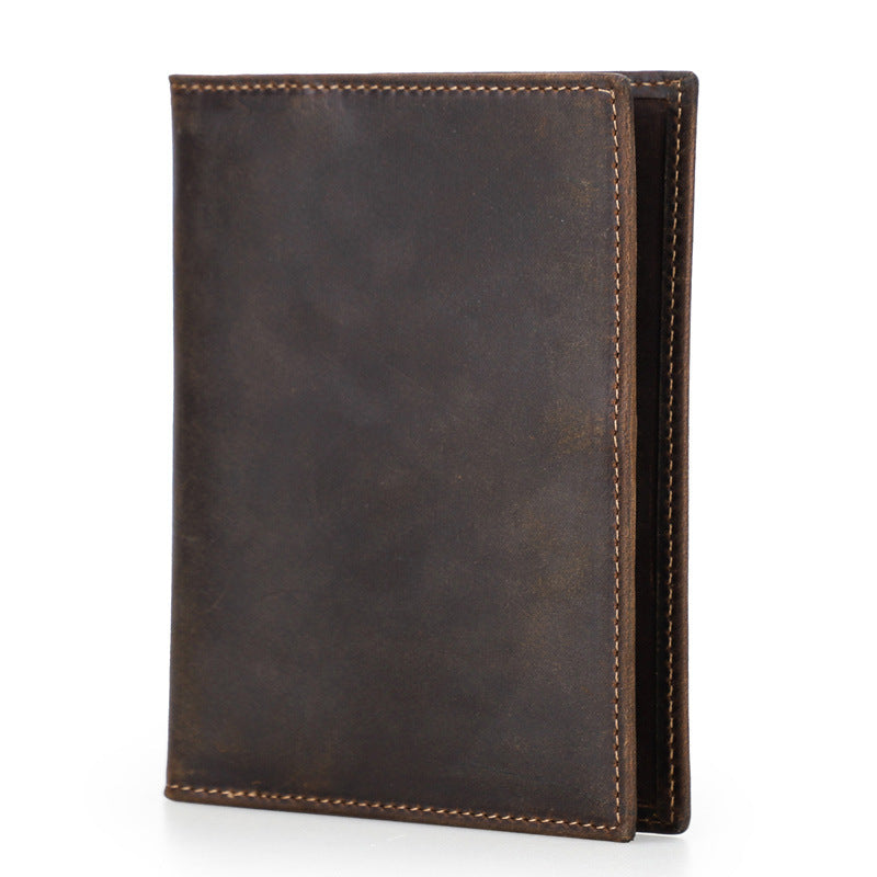 Black Angel Retro Crazy Horse Leather Passport Multifunctional Men's Wallets