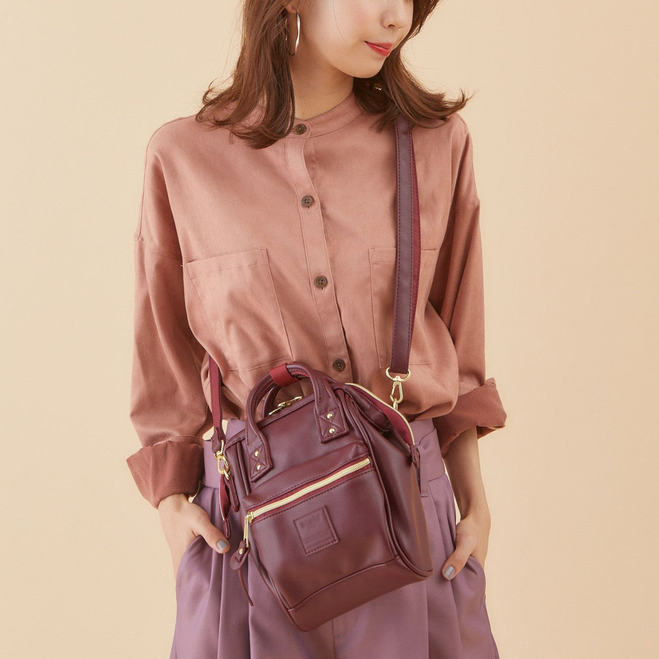 Women's Mini Leather One Large Opening Shopping Crossbody Bags